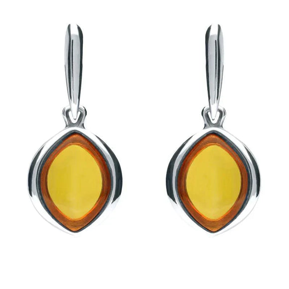 Sterling Silver Amber Wide Marquise Drop Earrings E1562