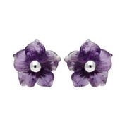 Sterling Silver Amethyst Tuberose Carnation Stud Earrings, E2162.