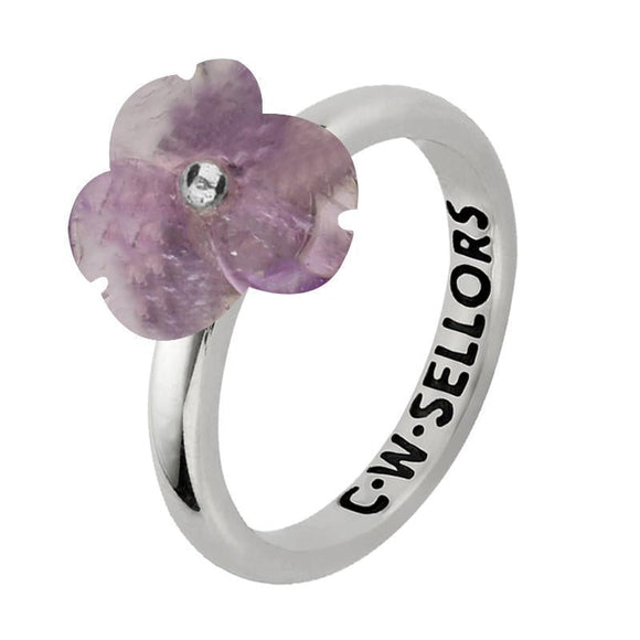 Sterling Silver Amethyst Tuberose Clover Ring, R999.