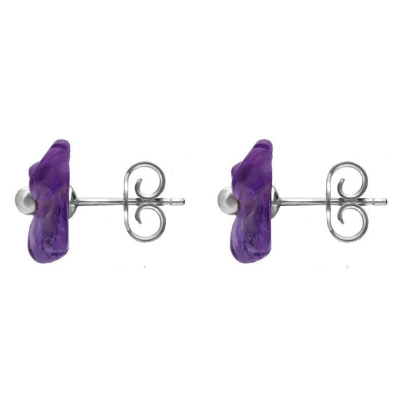 Sterling Silver Amethyst Tuberose Clover Stud Earrings, E2159.