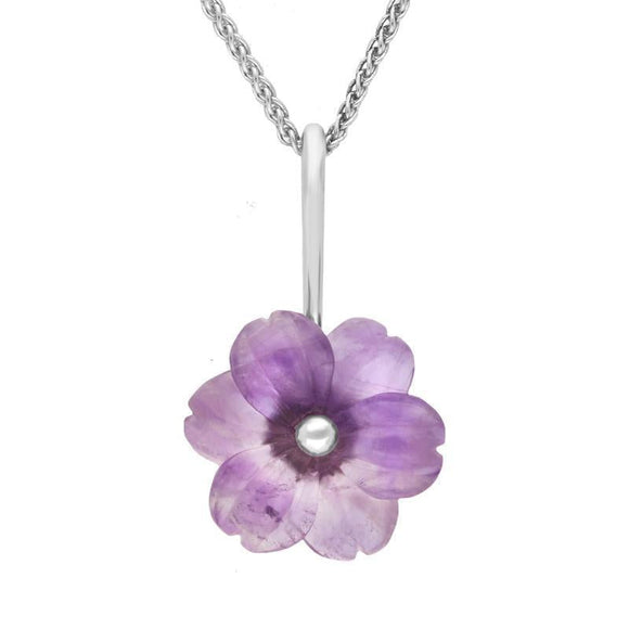 Sterling Silver Amethyst Tuberose Dahlia Necklace, P2856.