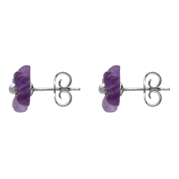 Sterling Silver Amethyst Tuberose Dahlia Stud Earrings, E2155.