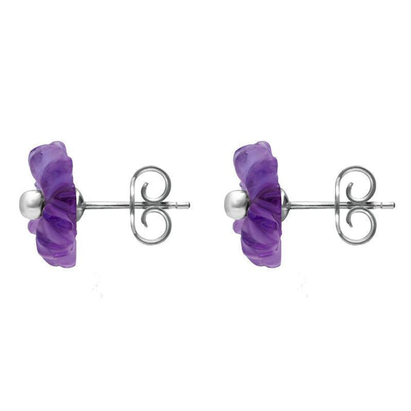 Sterling Silver Amethyst Tuberose Daisy Stud Earrings, E2161.