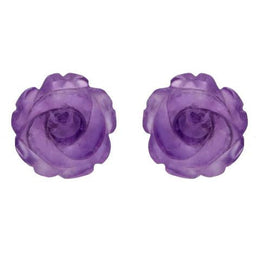 Sterling Silver Amethyst Tuberose Rose Stud Earrings, E2150.
