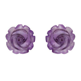 Sterling Silver Amethyst Tuberose Rose Stud Earrings, E2151.