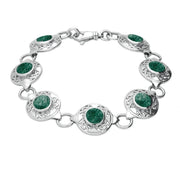 Sterling Silver Aventurine Round Celtic Link Bracelet B200