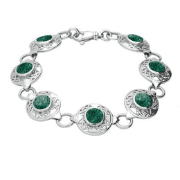 Sterling Silver Aventurine Round Celtic Link Bracelet B200