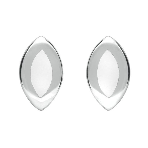 Sterling Silver Bauxite Framed Marquise Stud Earrings E561