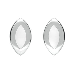 Sterling Silver Bauxite Framed Marquise Stud Earrings E561