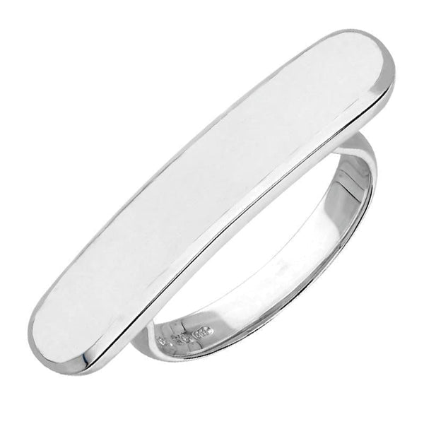 Sterling Silver Bauxite Lineaire Long Oval Ring R1005