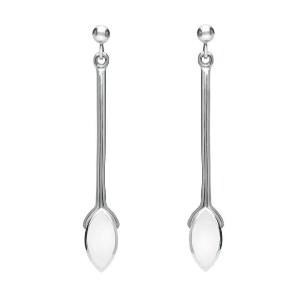 Sterling Silver Bauxite Long Marquise Oval Drop Earrings E131