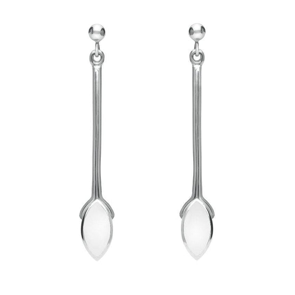 Sterling Silver Bauxite Long Marquise Oval Drop Earrings E131