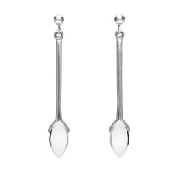 Sterling Silver Bauxite Long Marquise Oval Drop Earrings E131