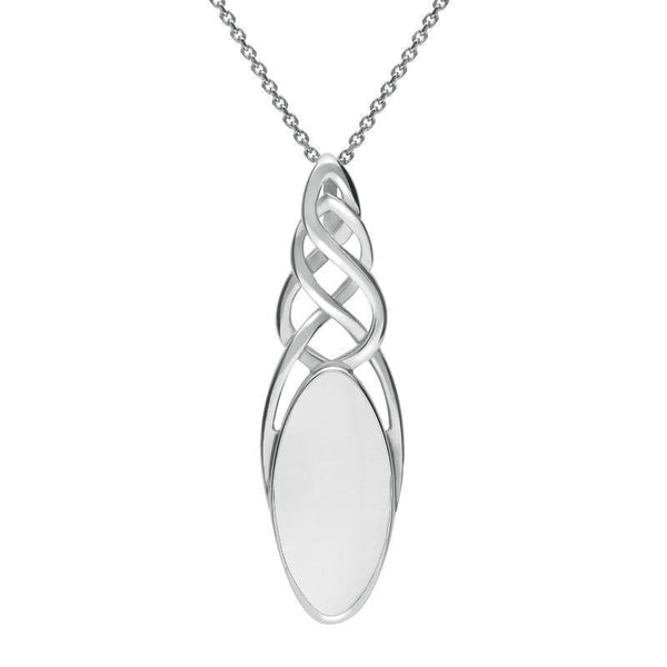 Sterling Silver Bauxite Marquise Pierced Long Necklace P1391