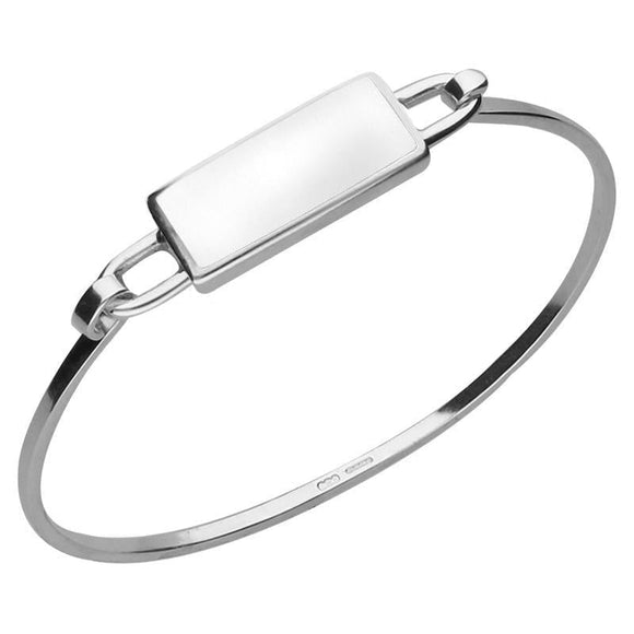 Sterling Silver Bauxite Oblong Bangle, B034.