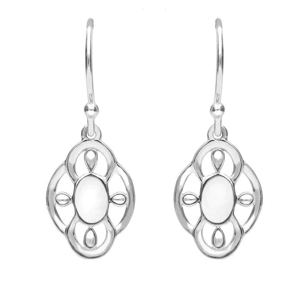 Sterling Silver Bauxite Open Petal Edge Flower Hook Earrings