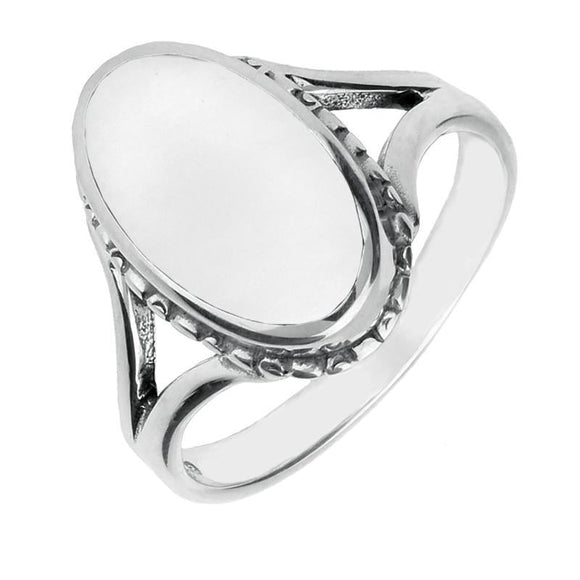 Sterling Silver Bauxite Oval Rope Edge Ring R112