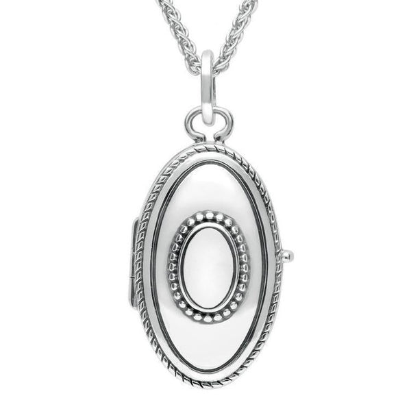 Sterling Silver Bauxite Rope Edge Oval Locket P2089