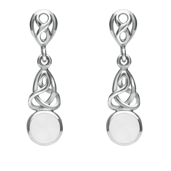 Sterling Silver Bauxite Round Celtic Dropper Earrings E975