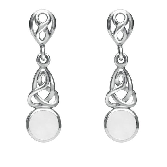 Sterling Silver Bauxite Round Celtic Dropper Earrings E975