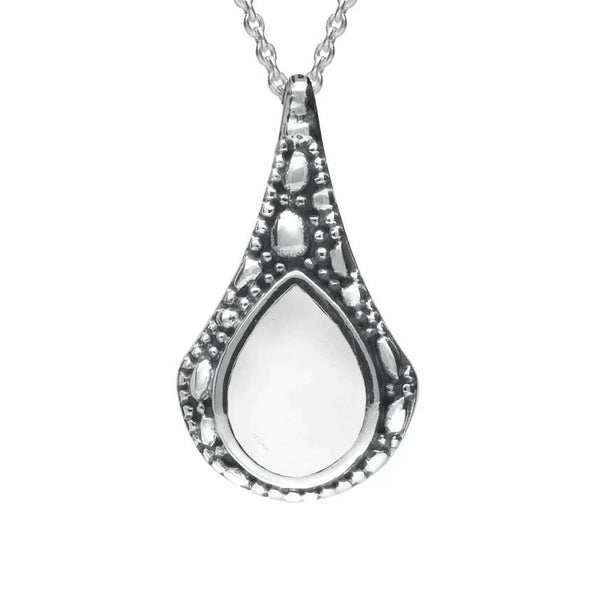 Sterling Silver Bauxite Stone Teardrop Oxidised Necklace P2535