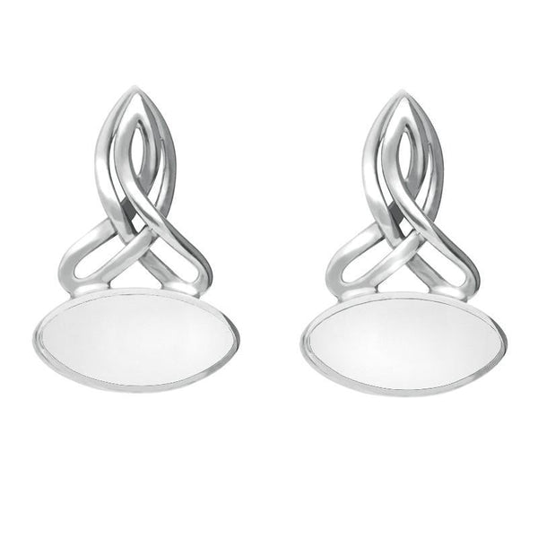Sterling Silver Bauxite Wide Marquise Celtic Stud Earrings E977