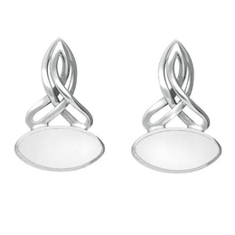 Sterling Silver Bauxite Wide Marquise Celtic Stud Earrings E977