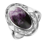 Sterling Silver Blue John Oval Celtic Ring. R128.