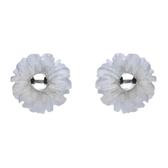 Sterling Silver Blue Chalcedony Tuberose Daisy Stud Earrings, E2160.