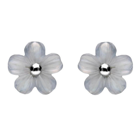 Sterling Silver Blue Chalcedony Tuberose Desert Rose Stud Earrings, E2154.