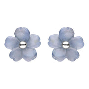 Sterling Silver Blue Chalcedony Tuberose Gypsophila Stud Earrings, E2156.