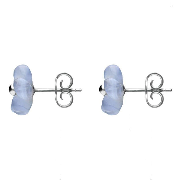 Sterling Silver Blue Chalcedony Tuberose Gypsophila Stud Earrings, E2156. side