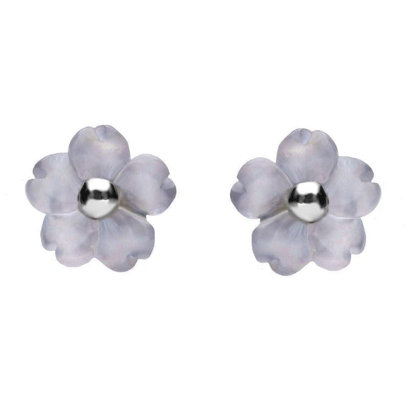 Sterling Silver Blue Chalcedony Tuberose Gypsophila Stud Earrings, E2157.