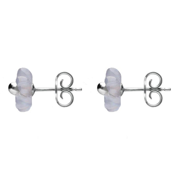 Sterling Silver Blue Chalcedony Tuberose Gypsophila Stud Earrings, E2157. side
