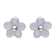 Sterling Silver Blue Chalcedony Tuberose Pansy Stud Earrings, E2152.