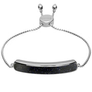 Sterling Silver Blue Goldstone Lineaire Long Bracelet B1071