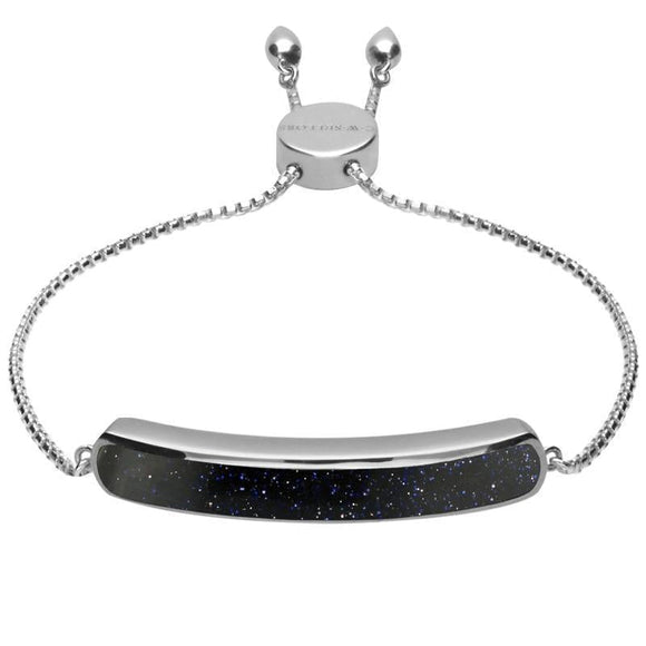 Sterling Silver Blue Goldstone Lineaire Long Bracelet B1071