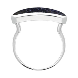 Sterling Silver Blue Goldstone Lineaire Petite Oval Ring R1006
