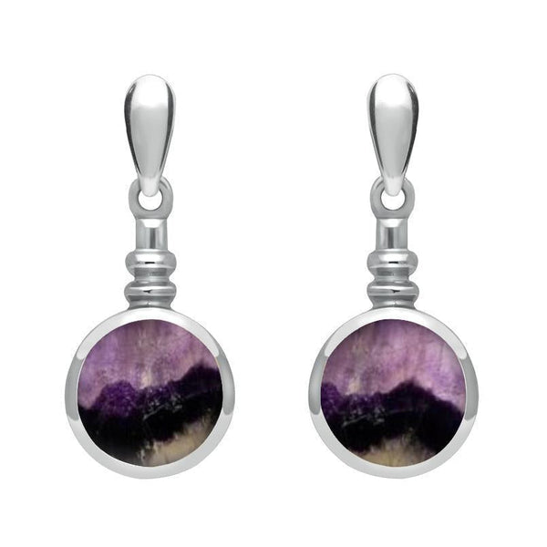 Sterling Silver Blue John Bottle Top Drop Earrings E054