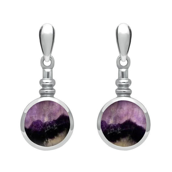 Sterling Silver Blue John Bottle Top Drop Earrings E054