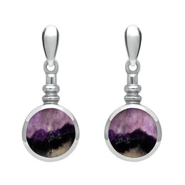 Sterling Silver Blue John Bottle Top Drop Earrings E054
