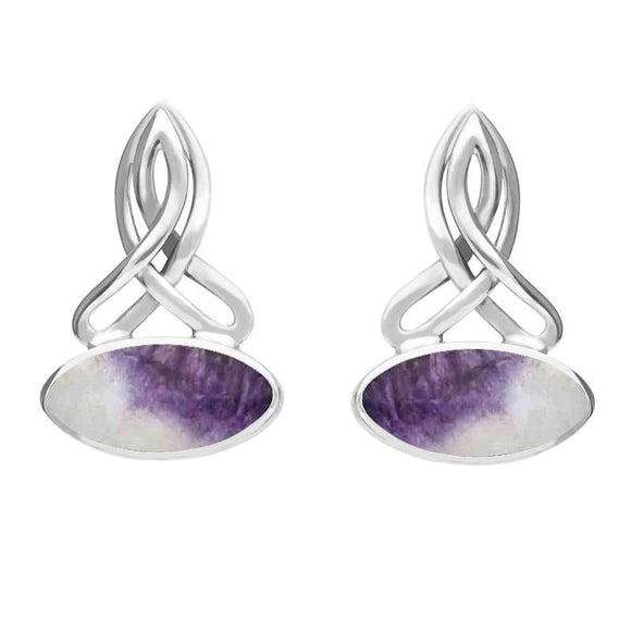 Sterling Silver Blue John Celtic Long Marquise Stud Earrings E977