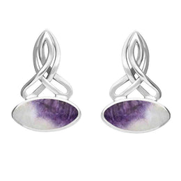 Sterling Silver Blue John Celtic Long Marquise Stud Earrings E977