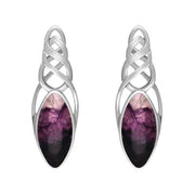 Sterling Silver Blue John Celtic Long Marquise Stud Earrings, E994.