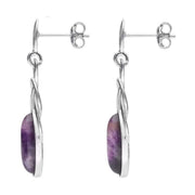 Sterling Silver Blue John Celtic Twist Drop Stud Earrings. E984.