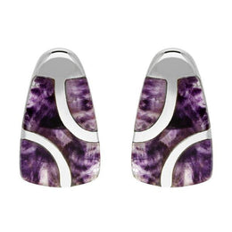 Sterling Silver Blue John Curved Barrel Three Stone Stud Earrings E803