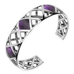 Sterling Silver Blue John Curved Geometric Bangle B995
