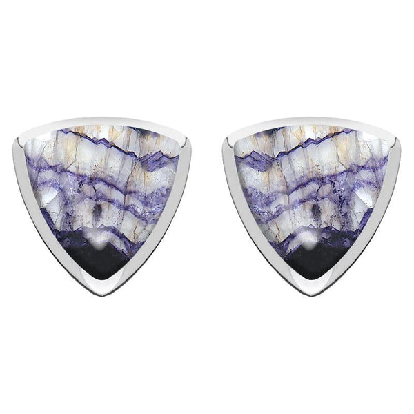 Sterling Silver Blue John Curved Triangle Stud Earrings. E203.