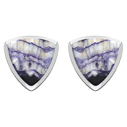 Sterling Silver Blue John Curved Triangle Stud Earrings. E203.