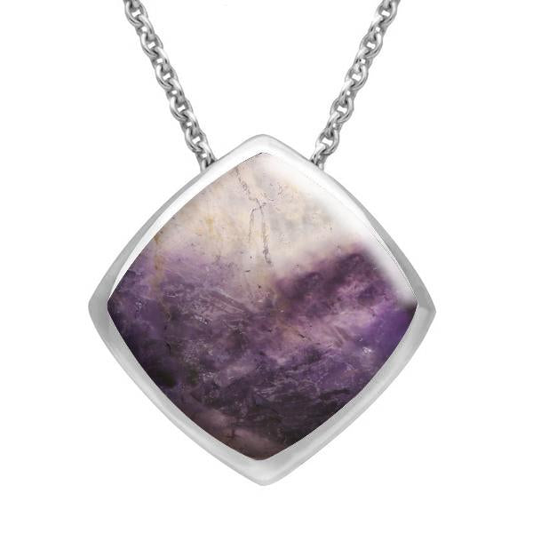 Sterling Silver Blue John Cushion Necklace. P1474.